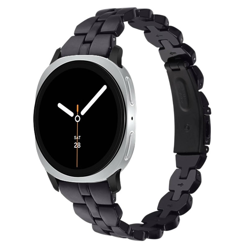 سوار ساعة ذكية سوار راتنج متوافق مع Samsung Galaxy Watch 8 Classic بملاءمة قابلة للتعديل وحزام بديل للاستخدام اليومي باللون أسود قابل للتعديل باللون الأسود - Image 1