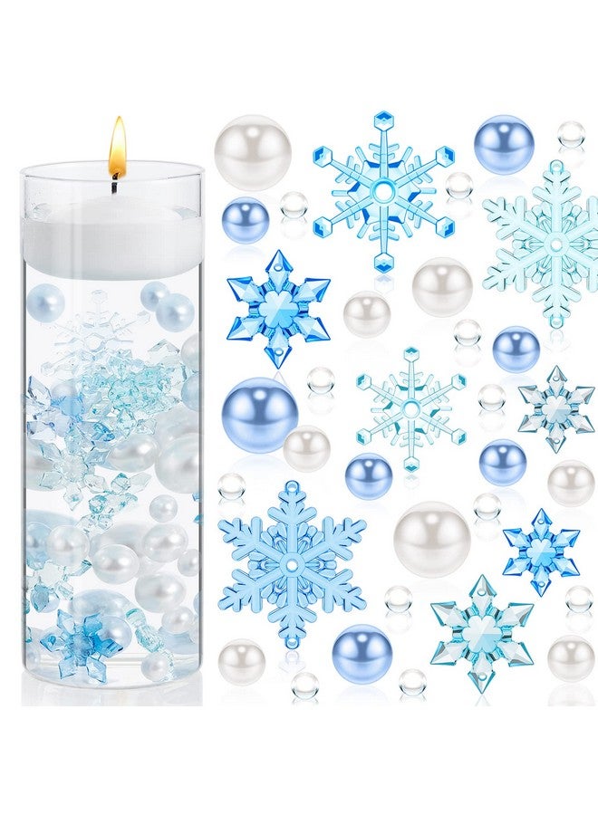 MTLEE 2106 Pieces Christmas Vase Filler Pearl for Vase Filler Pearls for Vases Candyland Pearls Water Gels Beads Candles Centerpiece for Christmas Home Table Party Decor(Snowflake Style) - Image 1