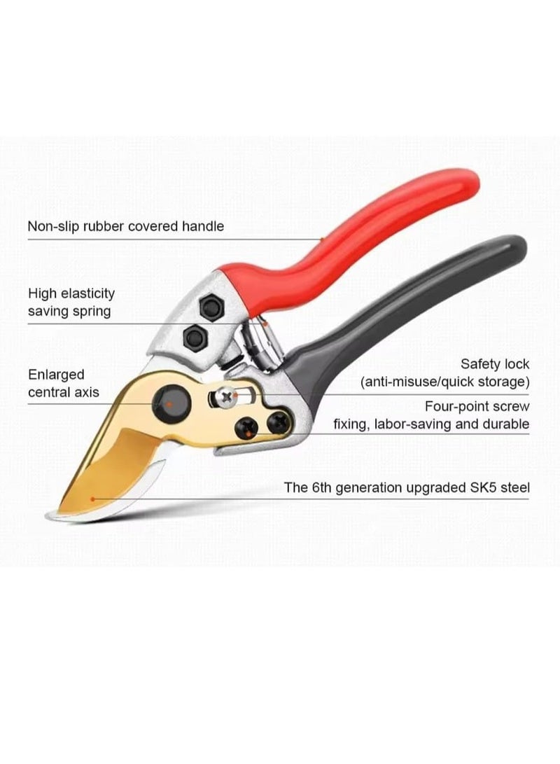 Generic Fruit Branch Scissors Ultra Sharp Rust-Resistant SK5 Steel Blade Non-Slip Handle Safety Lock Heavy Duty Pruning Shears Plant Clipper for Flowers Branches Bonsai & Shrubs  - Image 4
