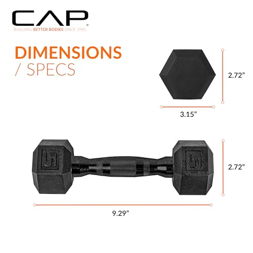 CAP Barbell 5 LB Coated Hex Dumbbell Pair with Black Handle - Image 4