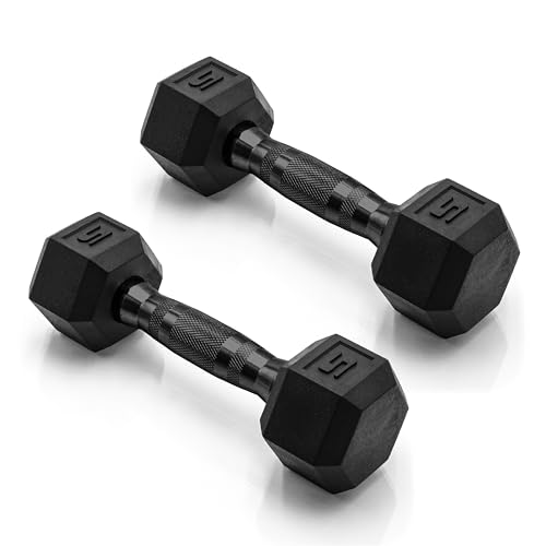 CAP Barbell 5 LB Coated Hex Dumbbell Pair with Black Handle - Image 1