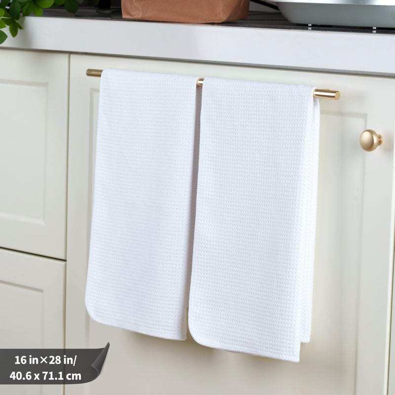 POLYTE Premium Microfiber Kitchen Dish Hand Towel Waffle Weave 18 Pack (16x28 in, White) - Image 2