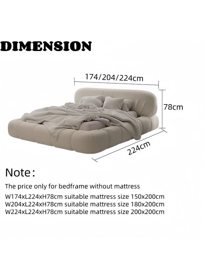 LUXURY LUXE Luxury Luxe Off-White Velvet King Queen Bed Frame Without Mattress - Modern Upholstered Bedroom Furniture (180 x 200 cm With Spring Mattress)  - Image 2