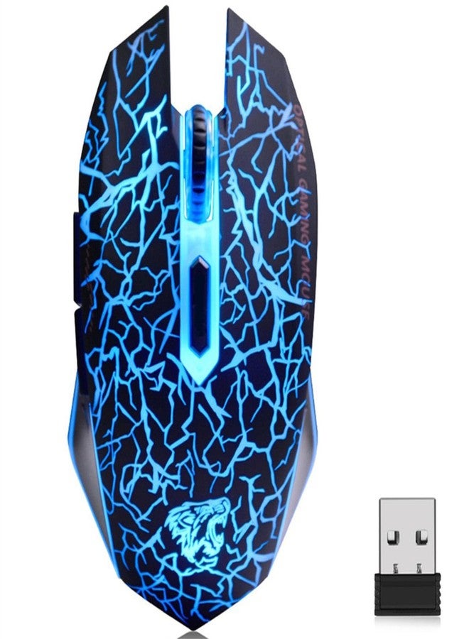 TENMOS M2 Wireless Gaming Mouse, Silent Rechargeable Optical USB Computer Mice Wireless with 7 Color LED Light, Ergonomic Design, 3 Adjustable DPI Compatible with Laptop/PC/Notebook, 6 Buttons (Black) - Image 1