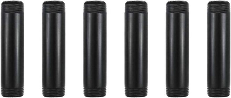 GeilSpace 6 Pack 3/4" × 4" Pre-Cut Black Metal Pipe, Industrial Steel Fits Standard Three Quarters Inch Threaded Pipes and Fittings - Vintage DIY Industrial Shelving (3/4" × 4", Black) - Image 1