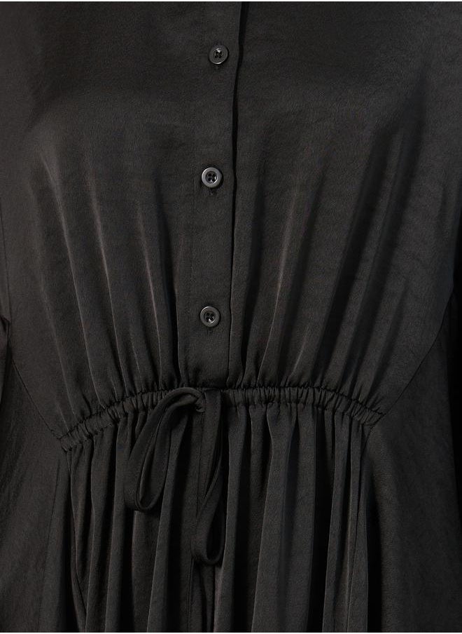 Styli - Ruched Waist Buttoned Shirt Midi Dress - Image 1
