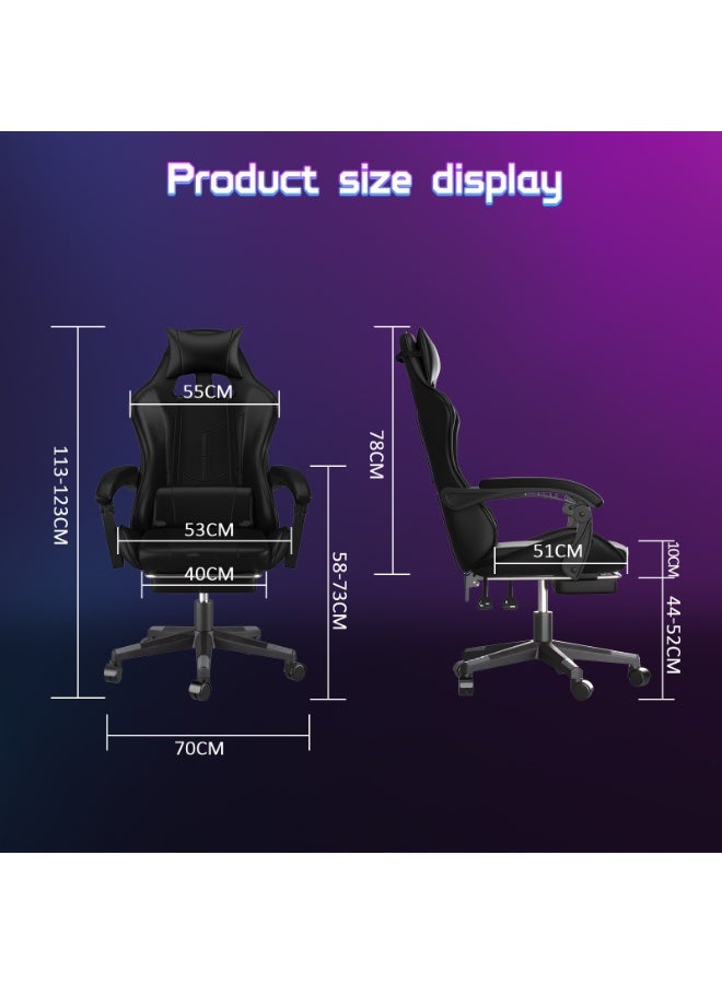 Amoyls Professional PU Leather Gaming Chair with Footrest - Adjustable Ergonomic Computer Office Chair for Ultimate Comfort, High Back Support, and 135° Recline for Work, Gaming, and Rest - Image 2