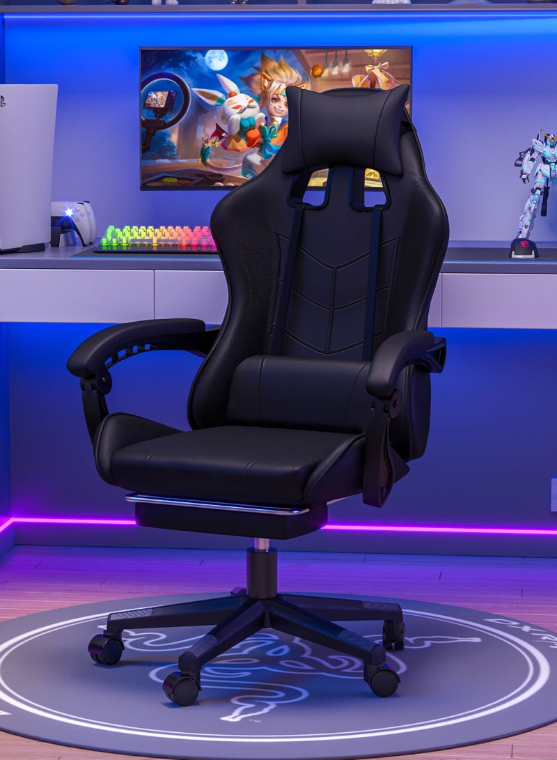 Amoyls Professional PU Leather Gaming Chair with Footrest - Adjustable Ergonomic Computer Office Chair for Ultimate Comfort, High Back Support, and 135° Recline for Work, Gaming, and Rest - Image 1