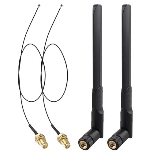Futheda 2Set 2.4GHz 5GHz 5.8GHz 8dBi Dual Band WiFi Antenna RP-SMA Male Aerial＋30cm U.FL IPX MHF4 to RP-SMA Female Extension Cable for M.2 NGFF Intel Wireless Network Card WiFi Adapter Laptop - Image 1