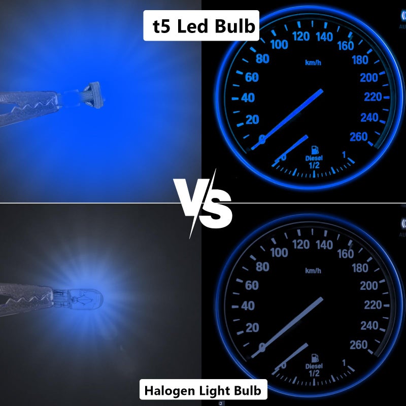 ecocstm 12 PCS T5 LED Bulbs, 74 73 37 2721 Instrument Cluster Light Bulb, 12 Volt Bright Canbus Error Free LED Dashboard Light Bulb, 3030 SMD Automotive Replacement Bulbs (Blue) - Image 5