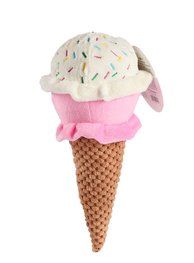 Pet Lou Petlou Durable Plush Dogs Squeak Toys. 10-Inch Ice Cream, All Breed Sizes - Image 2