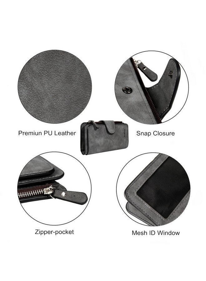 Baellery Wallet For Women Rfid Blocking Clutch Purse Long Ladies Credit Card Holder Organizer(Dark Grey) - Image 3