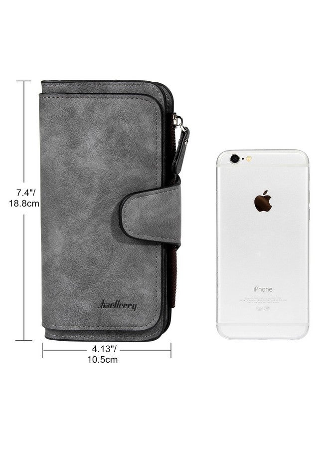 Baellery Wallet For Women Rfid Blocking Clutch Purse Long Ladies Credit Card Holder Organizer(Dark Grey) - Image 2