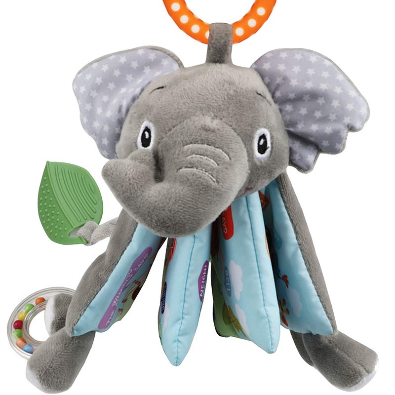 Bebe Mondo Elephant Touch and Feel Baby Books Toys 0-6 Months, Loveys Crinkle Books for Babies,Infant Toys 6-12-18 Months 1-2 Year Old, Baby Shower Easter Gifts Soft Cloth Book Teething Rattle for Boys Girls - Image 3