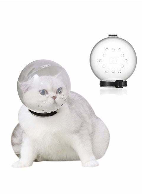 Cat Adjustable Hood, Breathable Cat Helmet, Anti Bite Clear Muzzles for Kitten, Safety Prevent for Small Pets Grooming