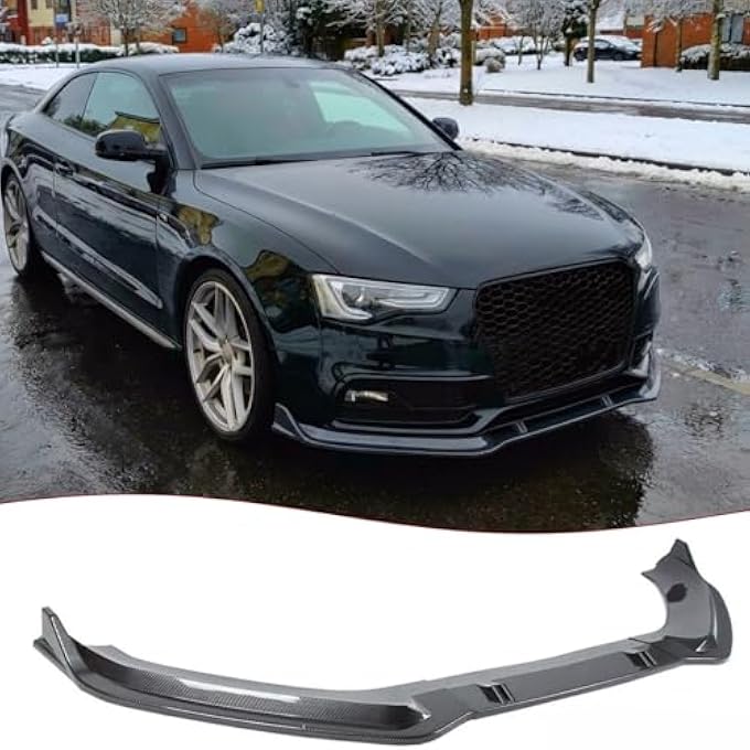 Sts.Ev01 STSEV01 Front Bumper Lip Splitter Spoiler Fit for Audi A5/ S5/ B8 B8.5 2008-2017 + A4/ S4/ B8 B8.5 2008-2016 Accessories, 3pcs Air Dam Chin Body Kit Underbody Lip (Carbon Fible Look) - Image 1