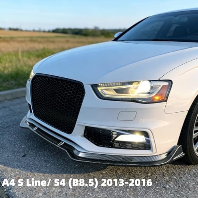 Sts.Ev01 STSEV01 Front Bumper Lip Splitter Spoiler Fit for Audi A5/ S5/ B8 B8.5 2008-2017 + A4/ S4/ B8 B8.5 2008-2016 Accessories, 3pcs Air Dam Chin Body Kit Underbody Lip (Carbon Fible Look) - Image 4