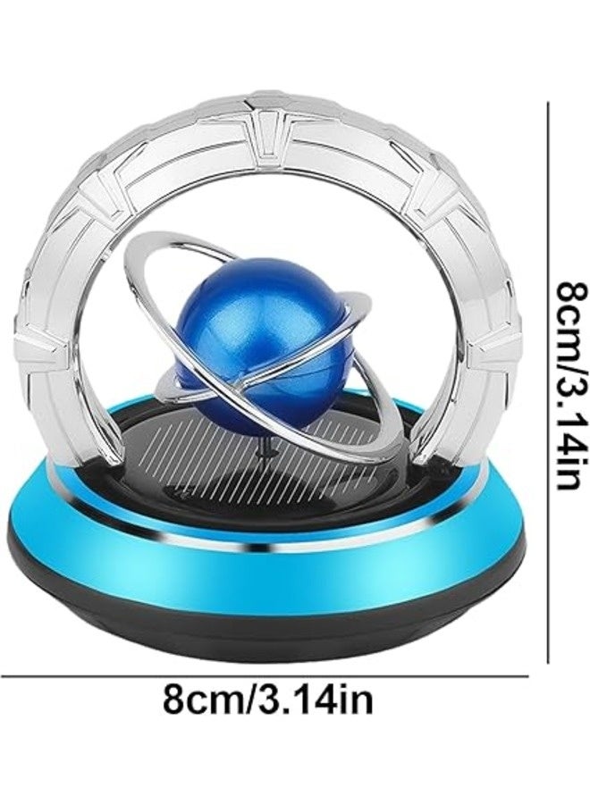 Solar Car Air Freshener Double Ring Christmas Gift Rotating Planet Cool Creative Car Perfume Aromatherapy Diffuser Car Interior Decorative Accessories Diffuser Suitable for Car Office Home Exquisite Gift (Blue) - Image 2