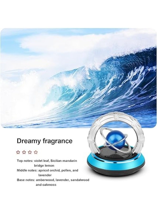 Solar Car Air Freshener Double Ring Christmas Gift Rotating Planet Cool Creative Car Perfume Aromatherapy Diffuser Car Interior Decorative Accessories Diffuser Suitable for Car Office Home Exquisite Gift (Blue) - Image 5