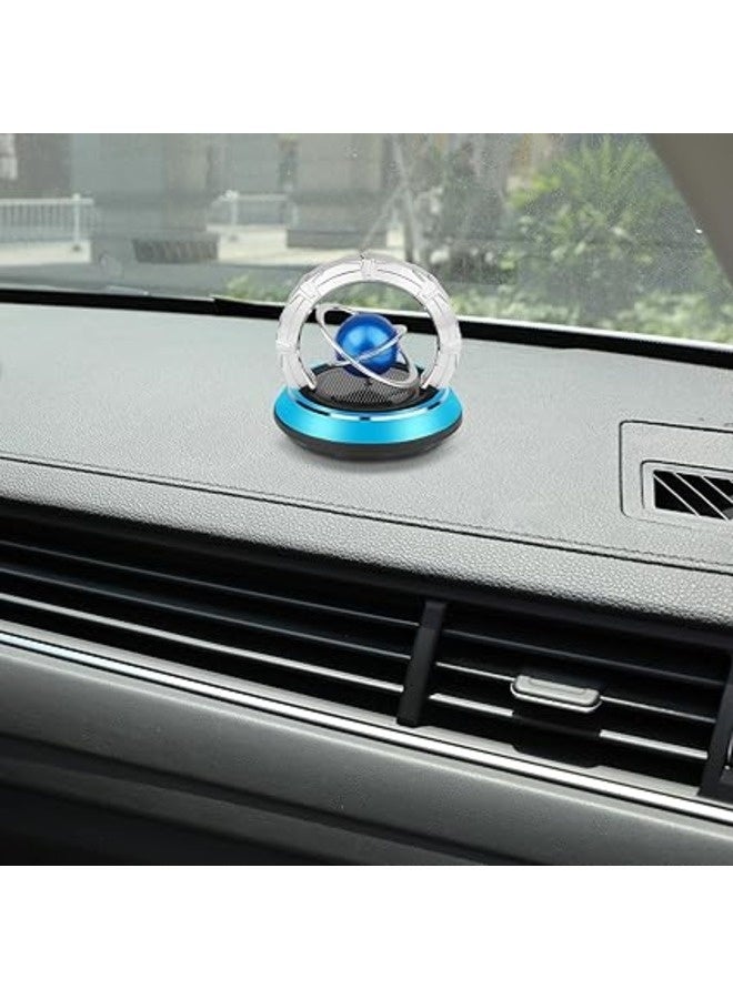 Solar Car Air Freshener Double Ring Christmas Gift Rotating Planet Cool Creative Car Perfume Aromatherapy Diffuser Car Interior Decorative Accessories Diffuser Suitable for Car Office Home Exquisite Gift (Blue) - Image 3