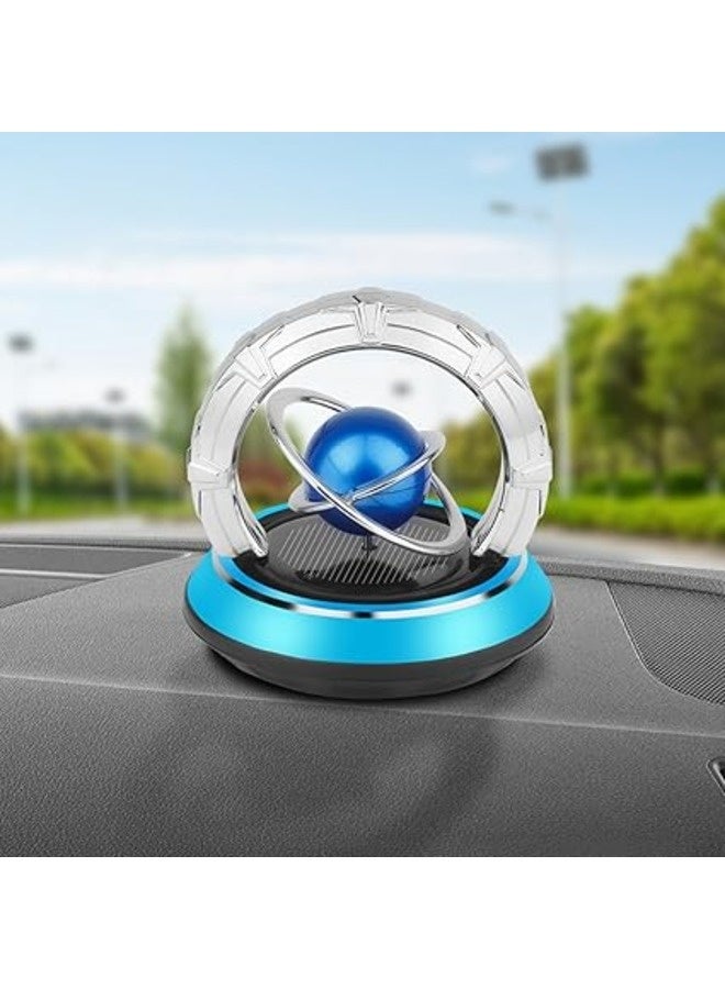 Solar Car Air Freshener Double Ring Christmas Gift Rotating Planet Cool Creative Car Perfume Aromatherapy Diffuser Car Interior Decorative Accessories Diffuser Suitable for Car Office Home Exquisite Gift (Blue) - Image 4
