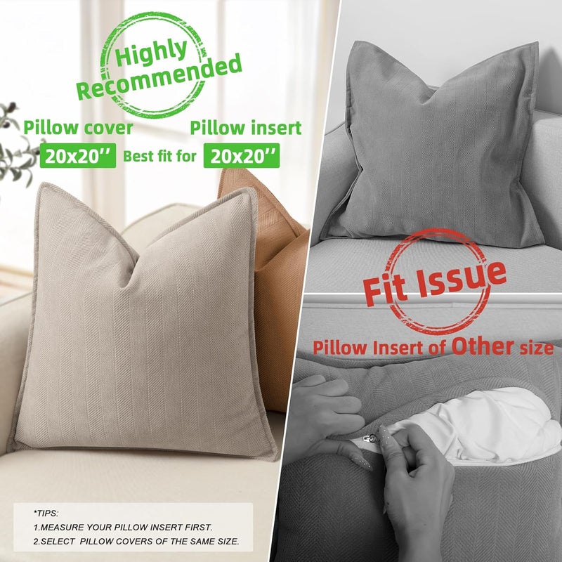 ZWJD Gray Pillow Covers 20x20 Set of 2 Chenille Pillow Covers with Elegant Design Soft and Luxurious Decorative Throw Pillows for Couch, Bed, and Home Decor - Image 3