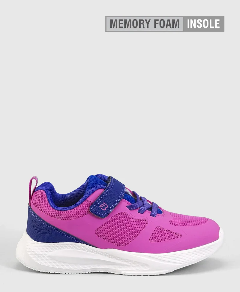 Bonfino Bonfino Hook & Loop Closure Memory Foam Shoes - Pink & Navy Blue