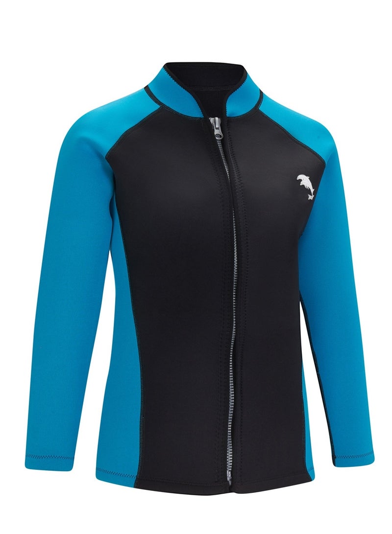 Loquat 2.0MM Wetsuit Split Top Long Sleeve Snorkeling Suit Cold Warm Diving Suit Large Size Surfing Suit Blue - Image 1