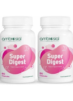 Super Digest With Betaine Hcl Pepsin, Ox Bile, L-Glutamic Acid Digestive Enzyme Supplements For Colon Cleanse Digestives Gut Health Supplements Pack Of 2-120 Capsules