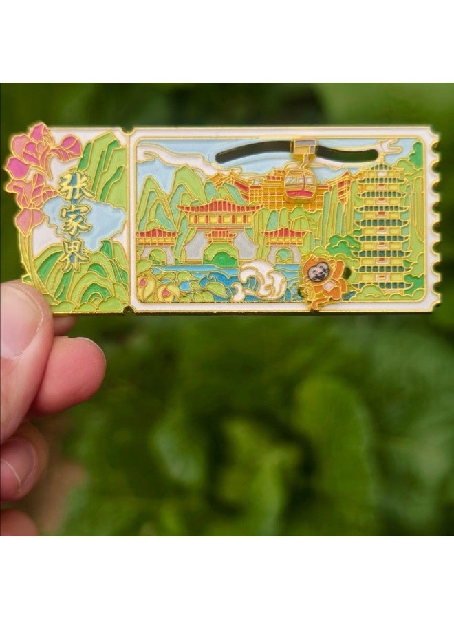 Original Zhangjiajie Ticket Slip Rail Metal Refrigerator Sticker Tourist Attractions Guochao Wenchuang Souvenir Surrounding Accompanying Ceremony-Color:Zhangjiujie Slide Rail Ticket Root (packed With Cardboard)  - Image 2