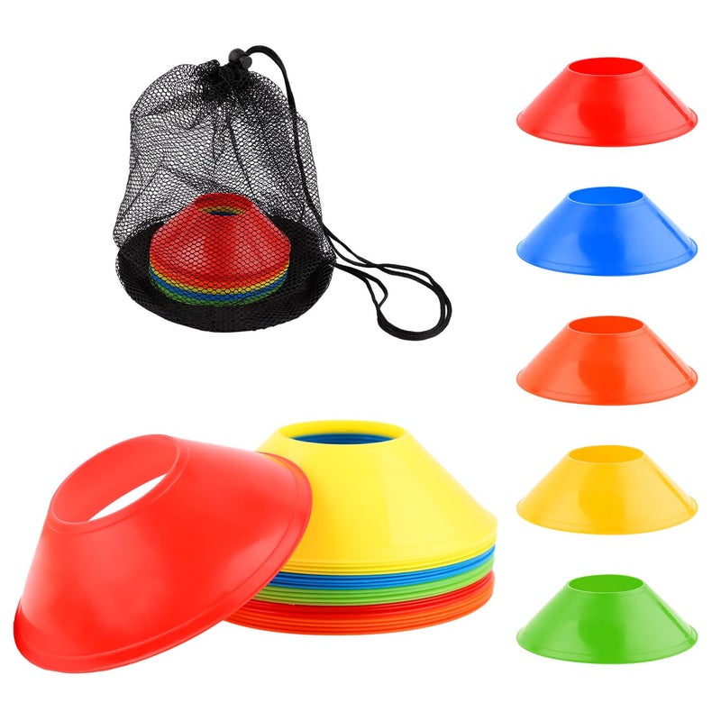 XIHIRCD 25pcs Soccer Cones for Sports Training, Mini Football Cones with Mesh Bag, Flexible Agility Practice Cones Drills Training Plastic Cones for Basketball Running Sports Games Kids Skating(Green) - Image 1