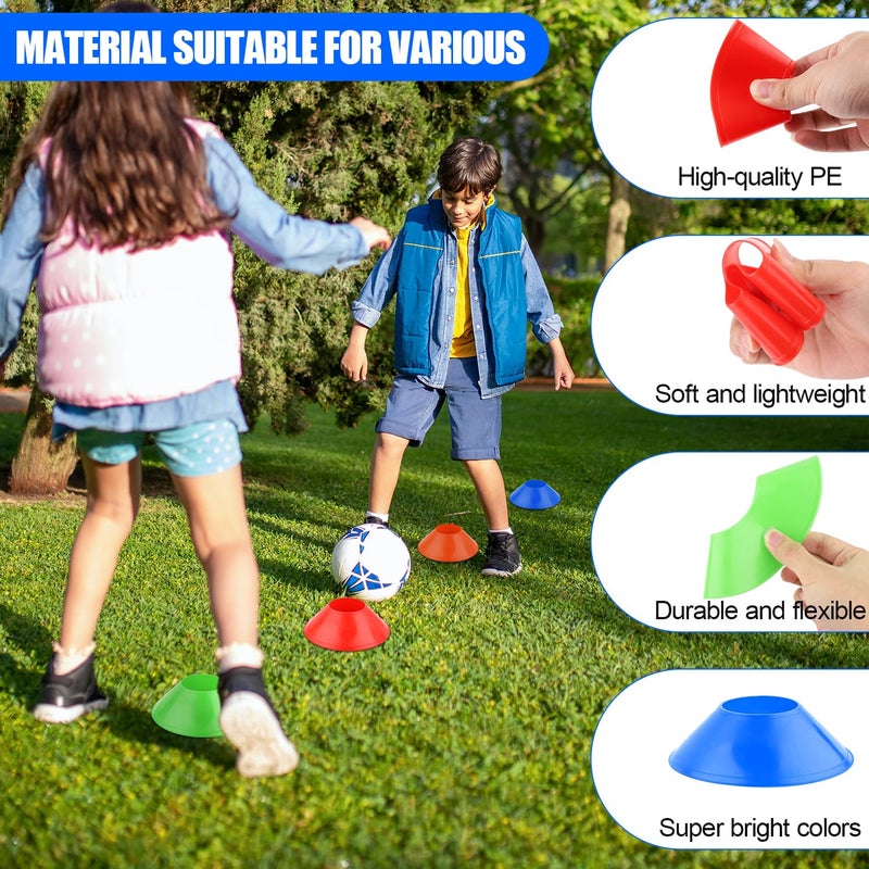 XIHIRCD 25pcs Soccer Cones for Sports Training, Mini Football Cones with Mesh Bag, Flexible Agility Practice Cones Drills Training Plastic Cones for Basketball Running Sports Games Kids Skating(Green) - Image 4
