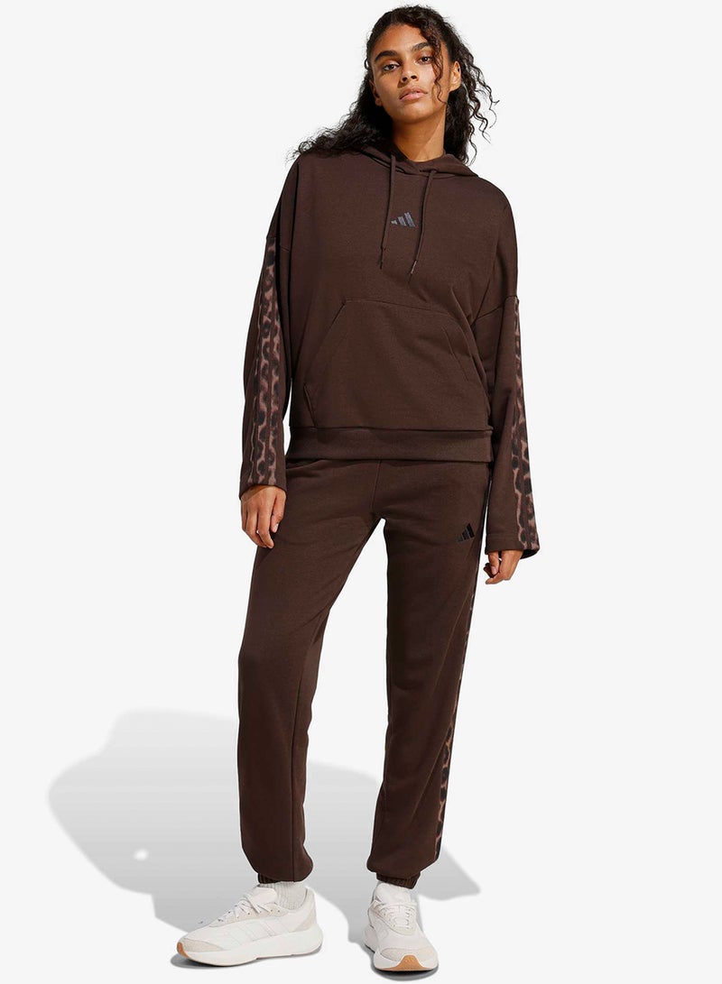 Adidas Seasonal Essentials Leopard Print French Terry Joggers With 3-Stripes - Image 5