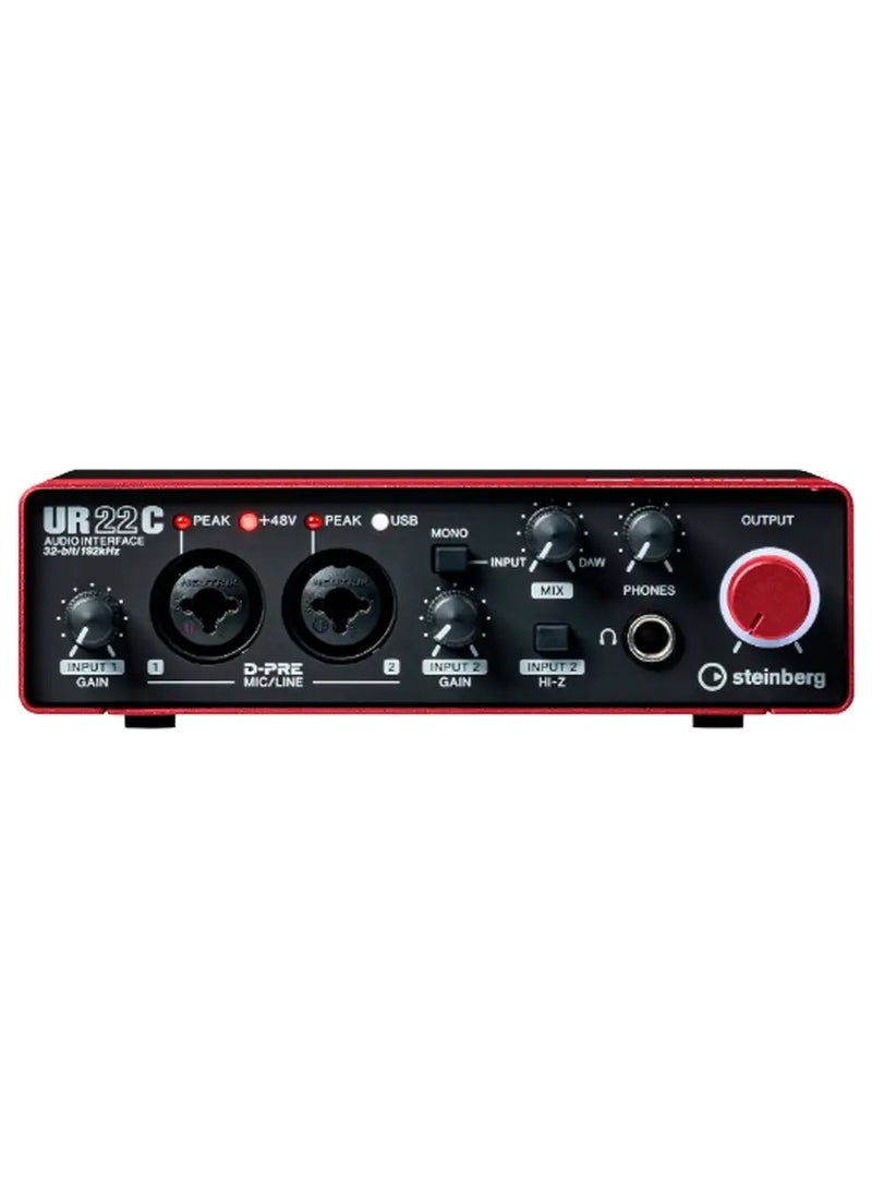 steinberg - Steinberg UR22C Recording Pack with USB 3.1 Audio Interface, Condenser Microphone, and Headphones - Red - Image 1