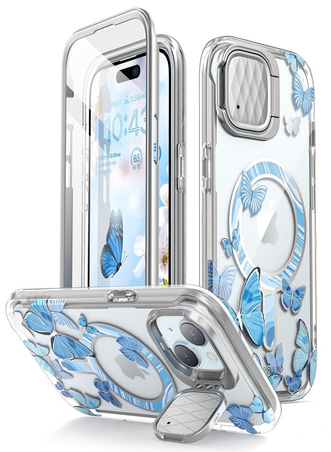 آي-بلاسون جراب i-Blason Cosmo Mag لهاتف iPhone 15/iPhone 14/13 [6.1 بوصة] مع غطاء للكاميرا وحامل، [متوافق مع MagSafe] جراب أنيق ونحيف لحماية كاملة للجسم مع واقي شاشة مدمج (Bluefly) - Image 1
