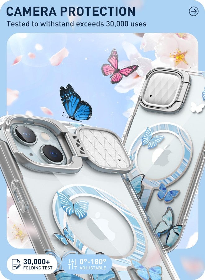 آي-بلاسون جراب i-Blason Cosmo Mag لهاتف iPhone 15/iPhone 14/13 [6.1 بوصة] مع غطاء للكاميرا وحامل، [متوافق مع MagSafe] جراب أنيق ونحيف لحماية كاملة للجسم مع واقي شاشة مدمج (Bluefly) - Image 3