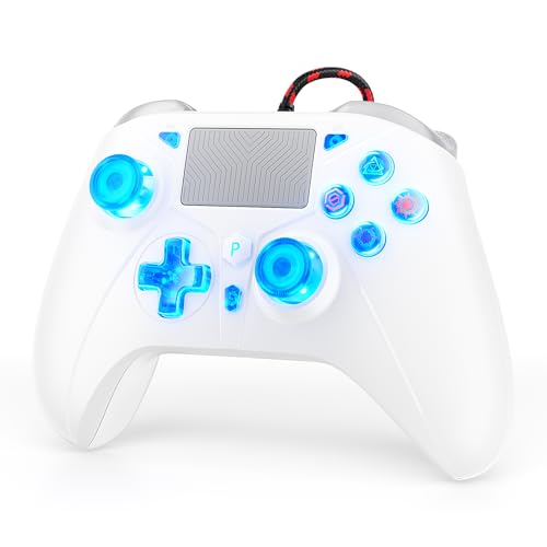 Gamrombo LED Wired Controller for PS5PS5 ProPS5 Slim Compatible withPS4PC with 35mm Headphone JackDual VibrationMacro FunctionTrubo Function 10ft Cable - Image 1