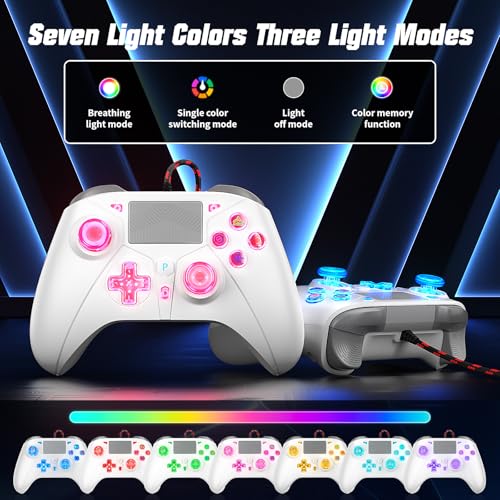 Gamrombo LED Wired Controller for PS5PS5 ProPS5 Slim Compatible withPS4PC with 35mm Headphone JackDual VibrationMacro FunctionTrubo Function 10ft Cable - Image 3