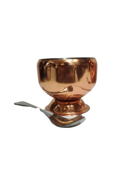 Dynore Stainless Steel Copper Plated Apple Shape 6 Ice Cream Cup with 6 Ice Cream Spoon- Set of 12 - Image 3
