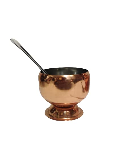 Dynore Stainless Steel Copper Plated Apple Shape 6 Ice Cream Cup with 6 Ice Cream Spoon- Set of 12 - Image 2