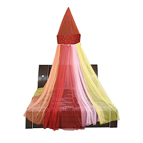 Creative Textiles Polyester Hanging Mosquito Net for Adults Double/Queen Size Bed Canopy Style (multicolour) - Image 1