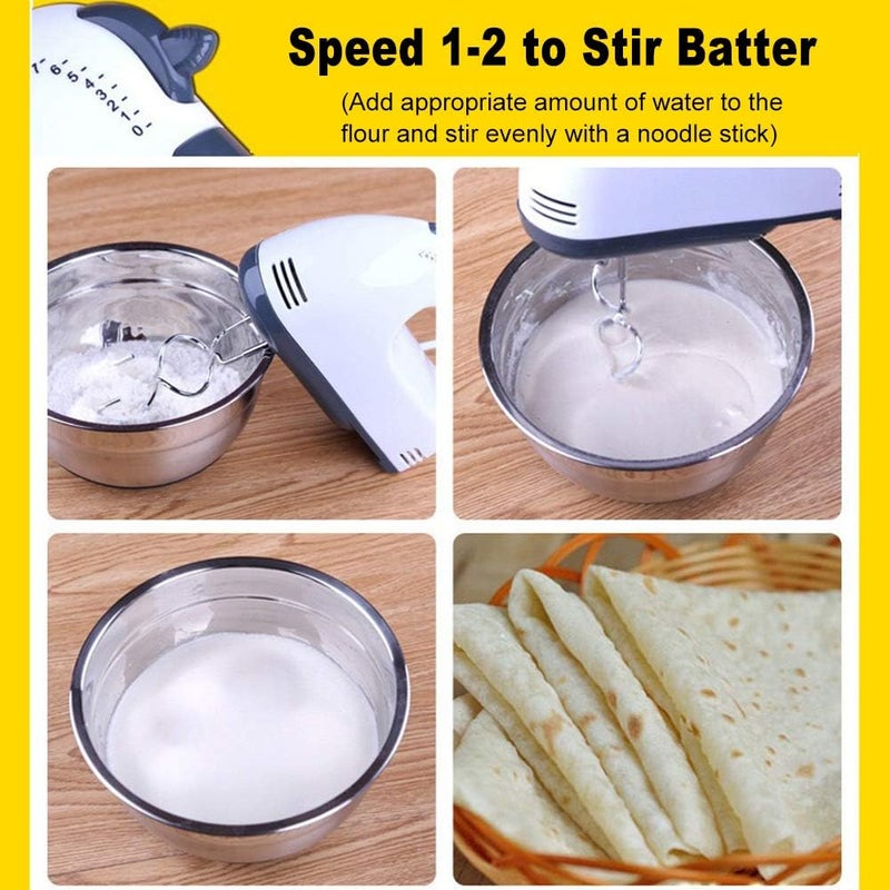 BAGGRA Electric Hand Mixer Egg Beater 7-Speed Easy Mix Good Grips Cake Mixer Ultra Power Stainless Steel Beater 2 Beater Hook 2 Mixer Hook - Image 3