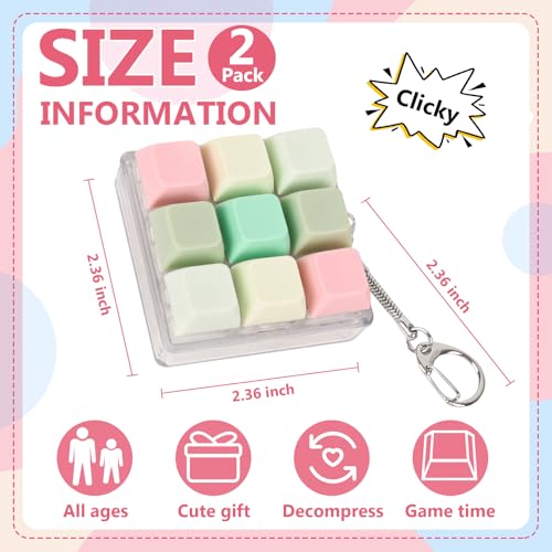 Sumgsn 2 Pcs Keyboard Fidget Toy Clicker Fidget for Adults 9 Keys Relieve Stress and Anxiety Decompression Keyboard Fidget Keychain - Image 5