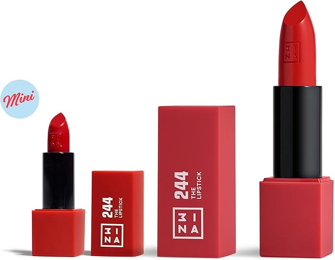 3INA MAKEUP The Lipstick 244 Mini Red Lipstick w Vitamin E Shea Butter to Nourish the Lips Travel Size Lip Colour - Image 3