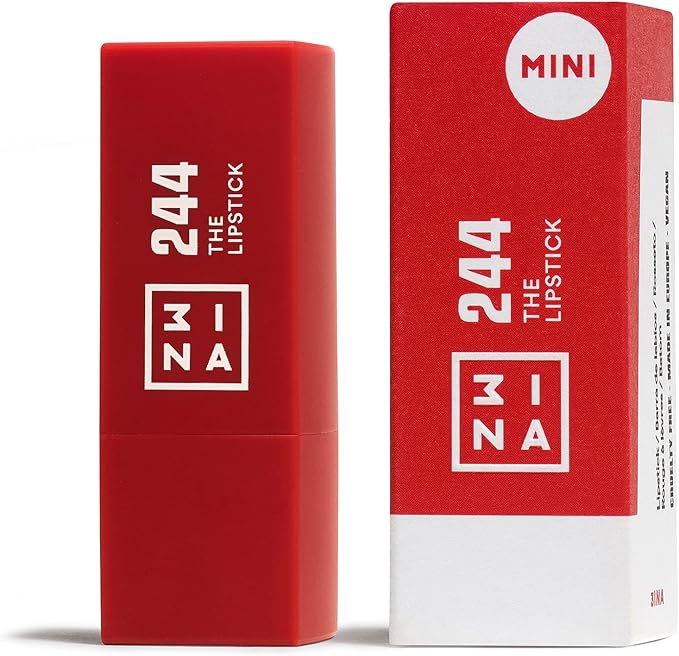 3INA MAKEUP The Lipstick 244 Mini Red Lipstick w Vitamin E Shea Butter to Nourish the Lips Travel Size Lip Colour - Image 1