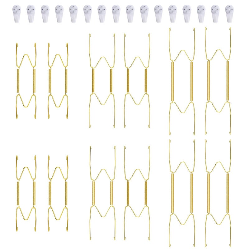 Fasunry 12 Pack Plate Hangers, 6 8 10 Inch Wall Plate Hangers and 16 Pack Wall Hooks, Compatible 6 to 10.5 Inch Decorative Plates, Antique China, Antique Plates and Arts - Image 1