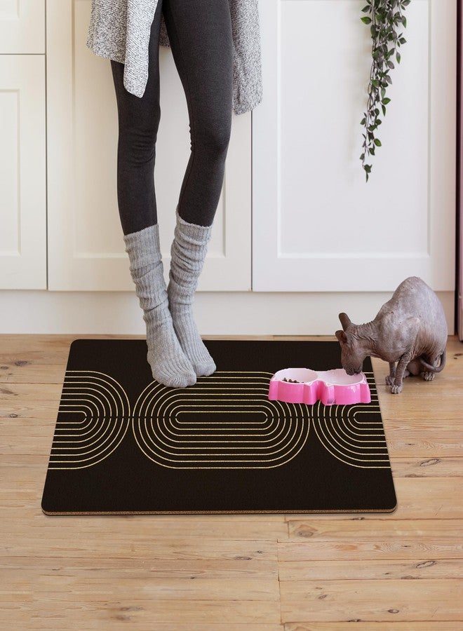KFXHANGD Boho Black and Gold Door Mat, Minimalist Gold Black Front Door Mat Outside Entrance, Mid Century Modern Artificial Coir Doormat Rugs for Indoor Outdoor Patio Porch Entryway, 17x30 Inch - Image 4