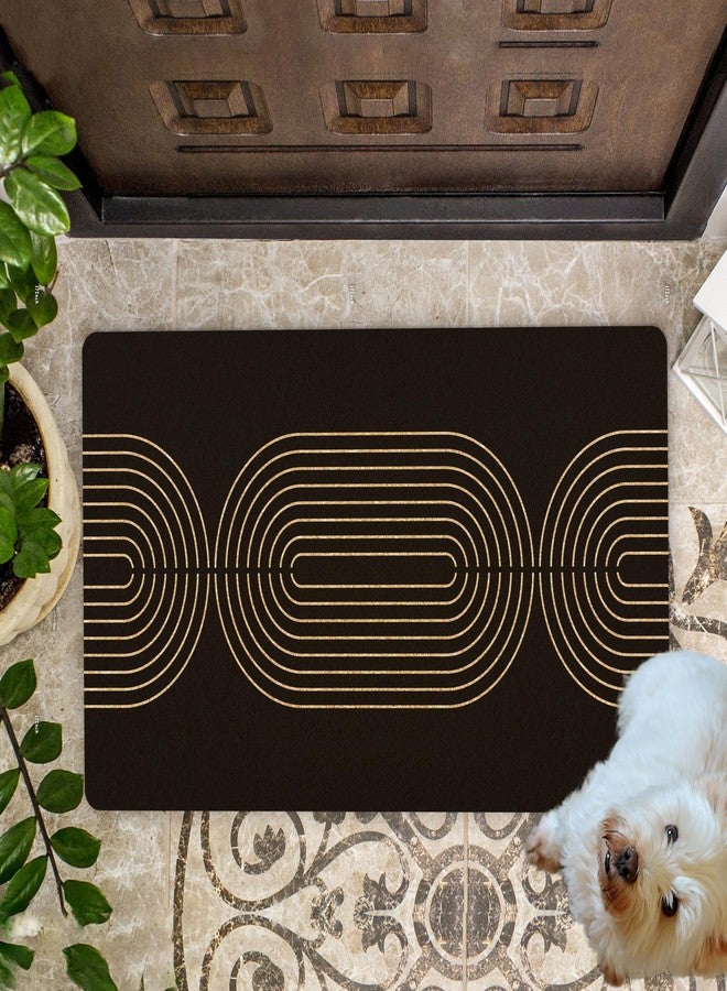 KFXHANGD Boho Black and Gold Door Mat, Minimalist Gold Black Front Door Mat Outside Entrance, Mid Century Modern Artificial Coir Doormat Rugs for Indoor Outdoor Patio Porch Entryway, 17x30 Inch - Image 3