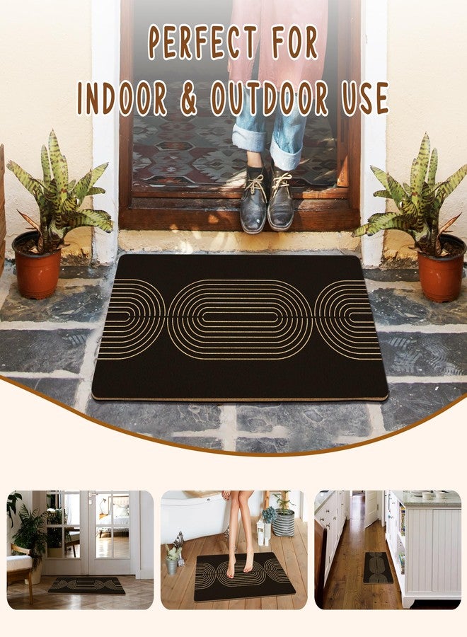 KFXHANGD Boho Black and Gold Door Mat, Minimalist Gold Black Front Door Mat Outside Entrance, Mid Century Modern Artificial Coir Doormat Rugs for Indoor Outdoor Patio Porch Entryway, 17x30 Inch - Image 5