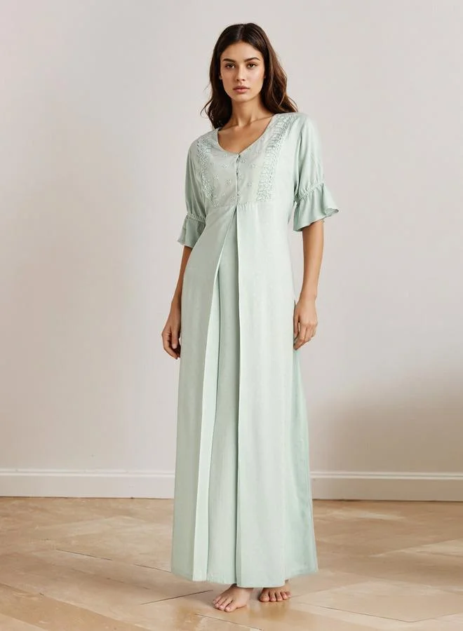 سبلاش فيڤ قميص نوم طويل فيسكوز بفتحة رقبة على شكل